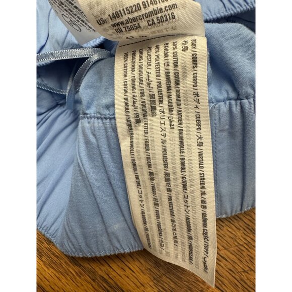 Abercrombie & Fitch Top Small Blue Ruffle V-Neck Cropped Romantic Boho - Picture 7 of 8